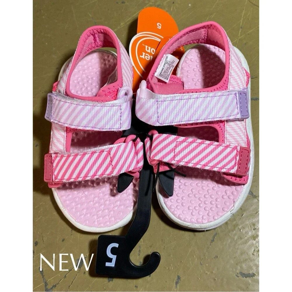 Wonder Nation Baby Girl Trail Sandals Size 5C Toddler Pink Striped New With Tags